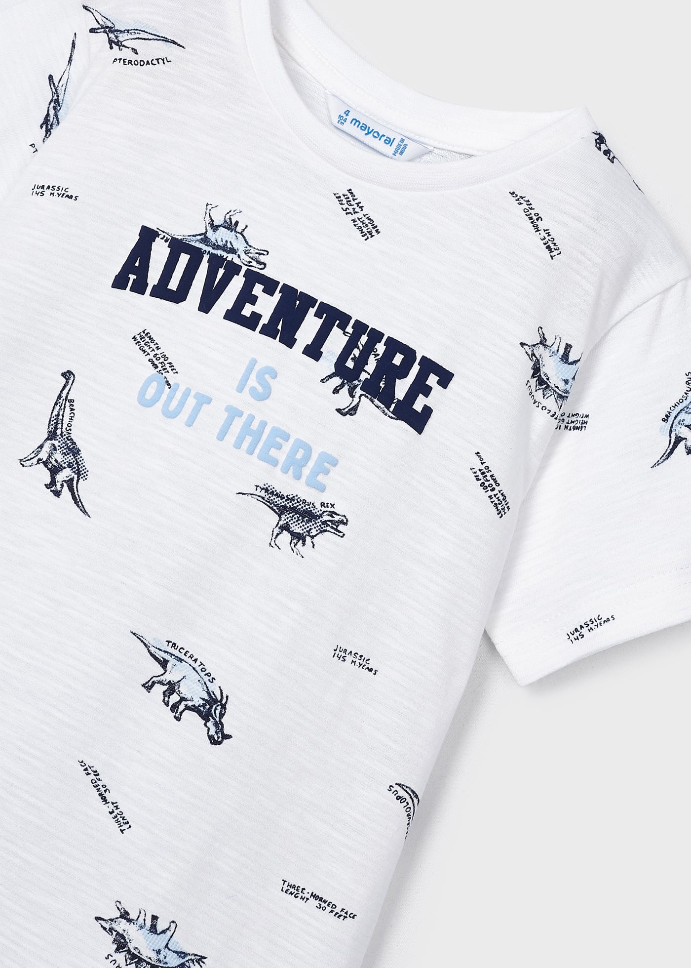 Camiseta estampada de manga curta para meninos, feita de algodão sustentável.