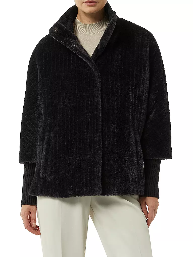 COMMA Jacke in Felloptik schwarz