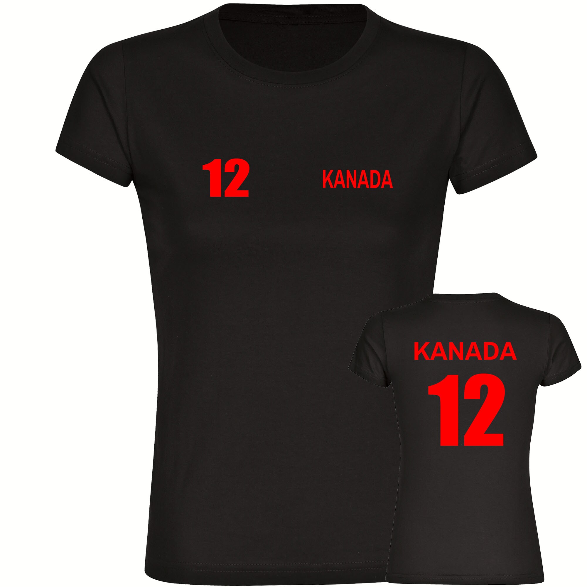 multifanshop® Damen T-Shirt - Kanada - Trikot 12 - Druck rot
