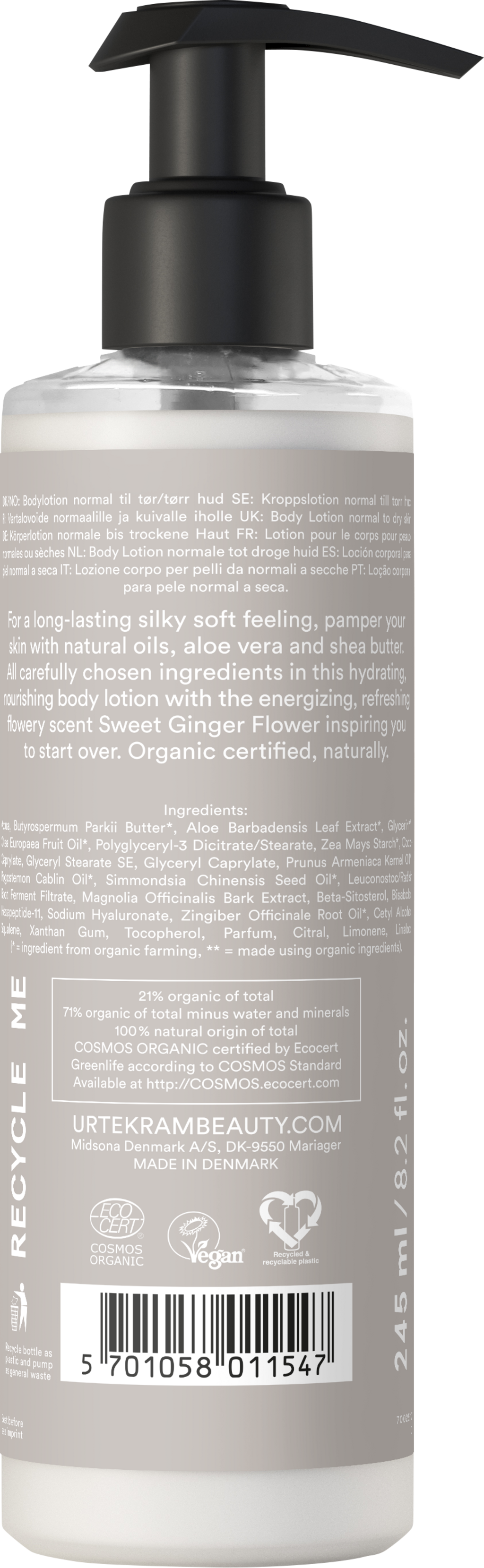 URTEKRAM  Sweet Ginger Flower Body Lotion, 245 ml
