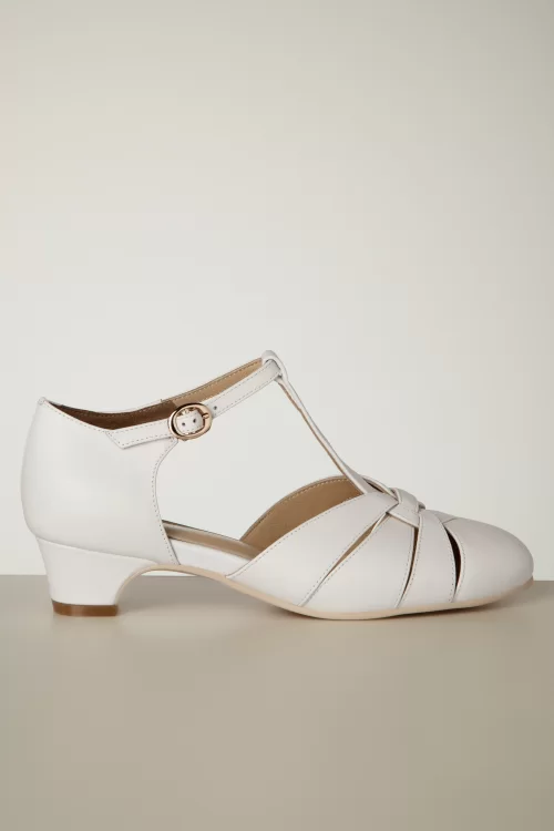 Charlie Stone Petit Montpellier T-strap pumps in wit