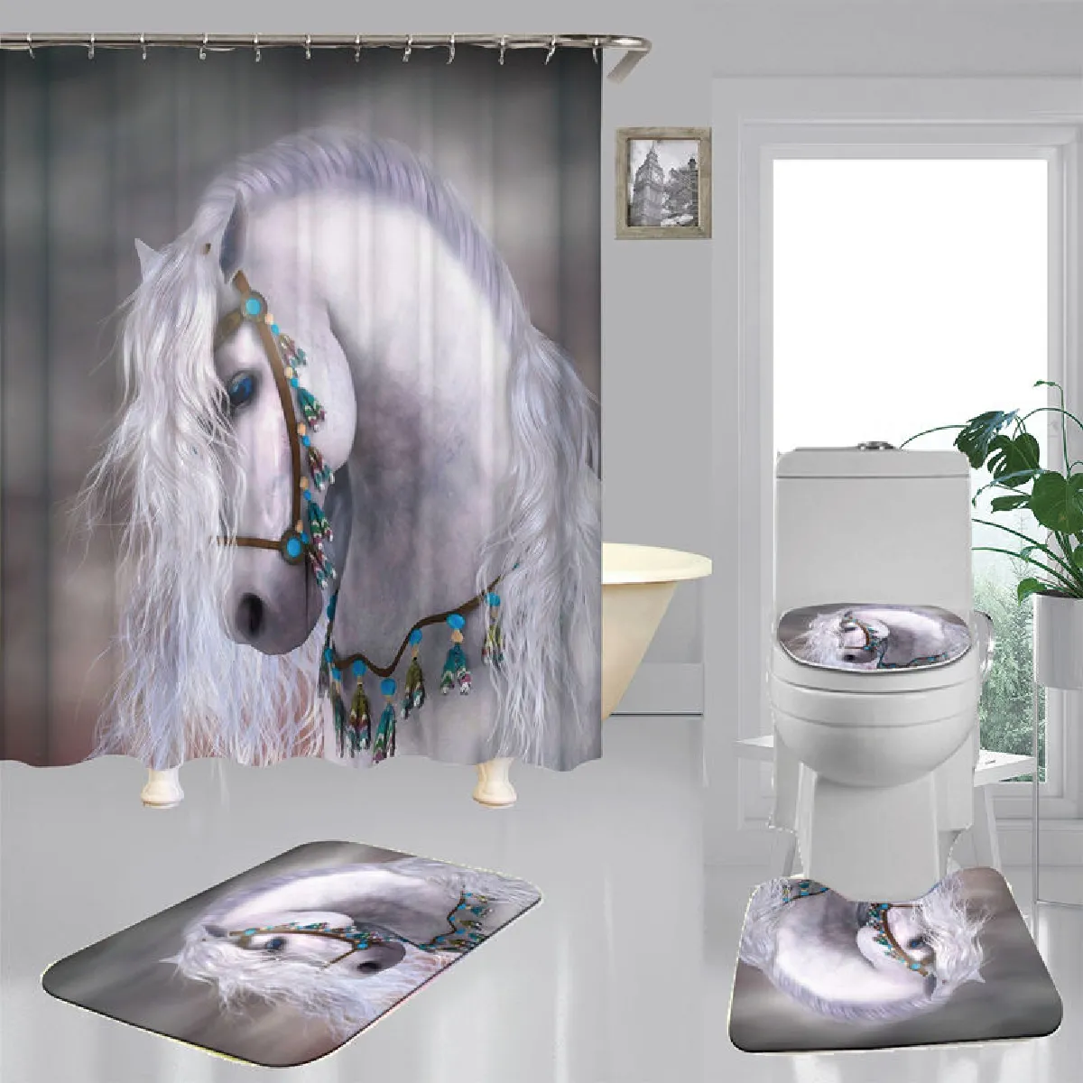 Universal Rideaux de Douche Cheval Blanc 150x180 cm