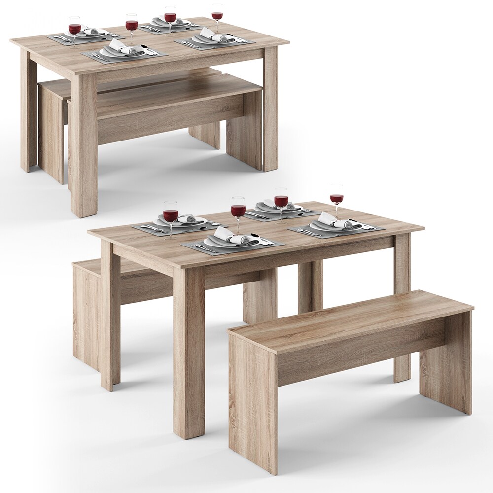 Vicco Tischgruppe Sitzgruppe Essgruppe Holztisch Esstisch Holz Tisch Sonoma