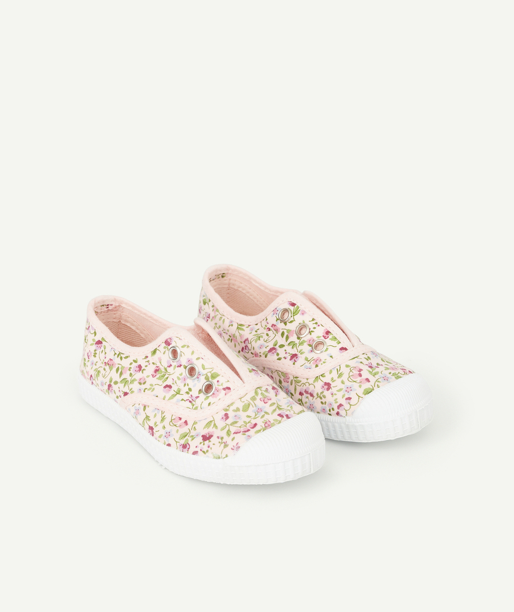 CIENTABASKETS EN TOILE FILLE ROSE IMPRIMÉ FLEURI