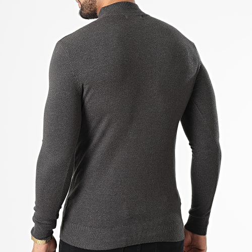 Pull Col Cheminée LD-690017 Gris Anthracite Chiné