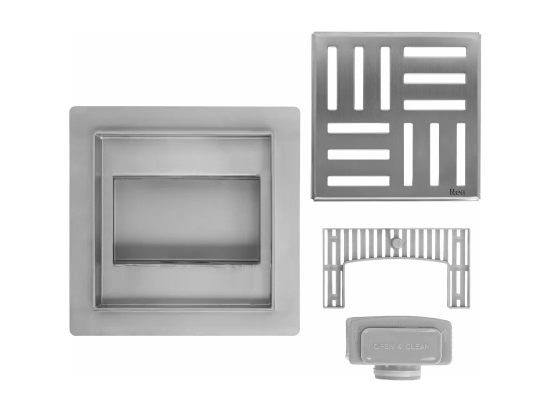 Drain Linéaire Rea Cross 150X150 Brush Steel