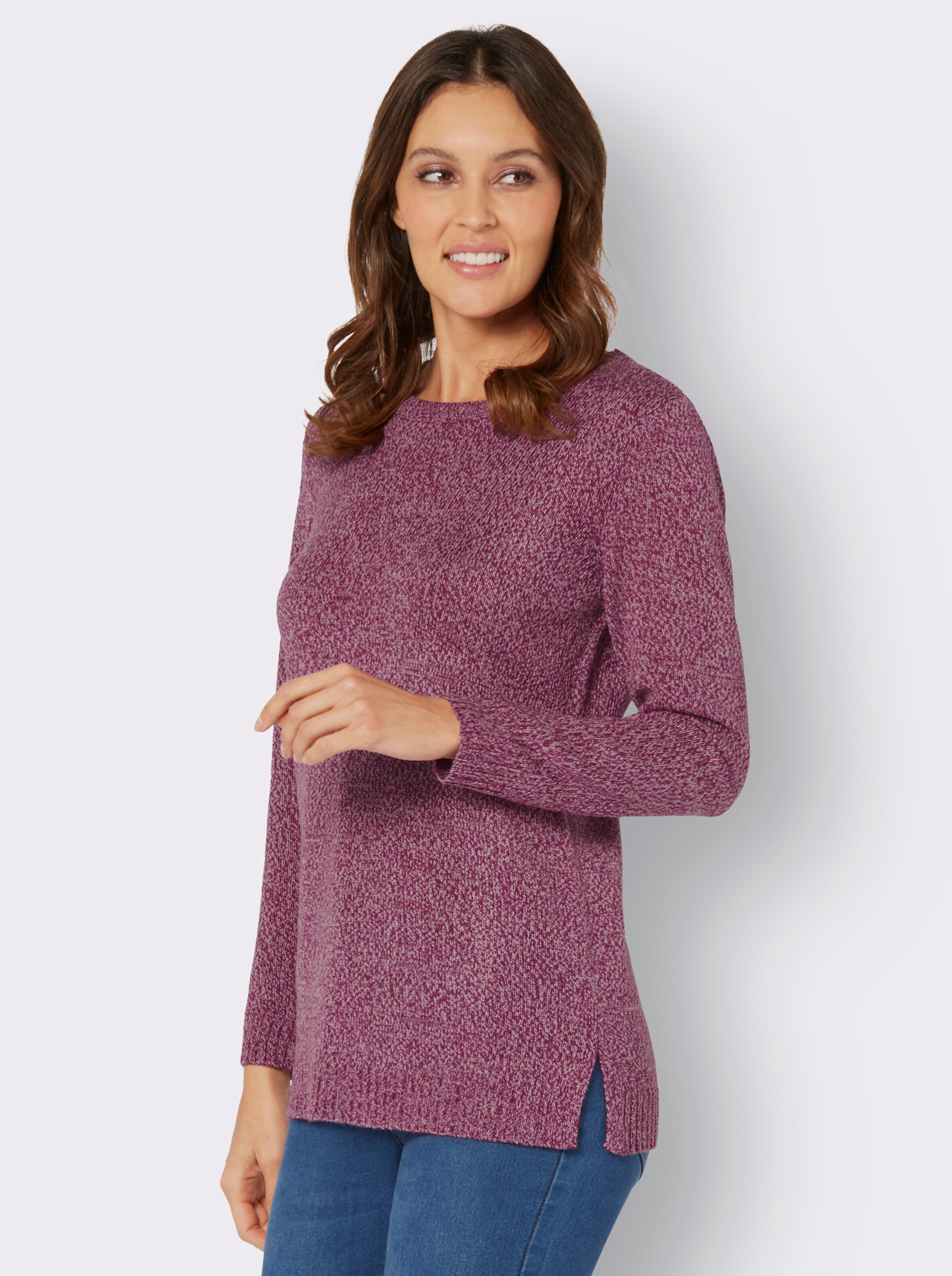 Longpullover aus Melange-Garn