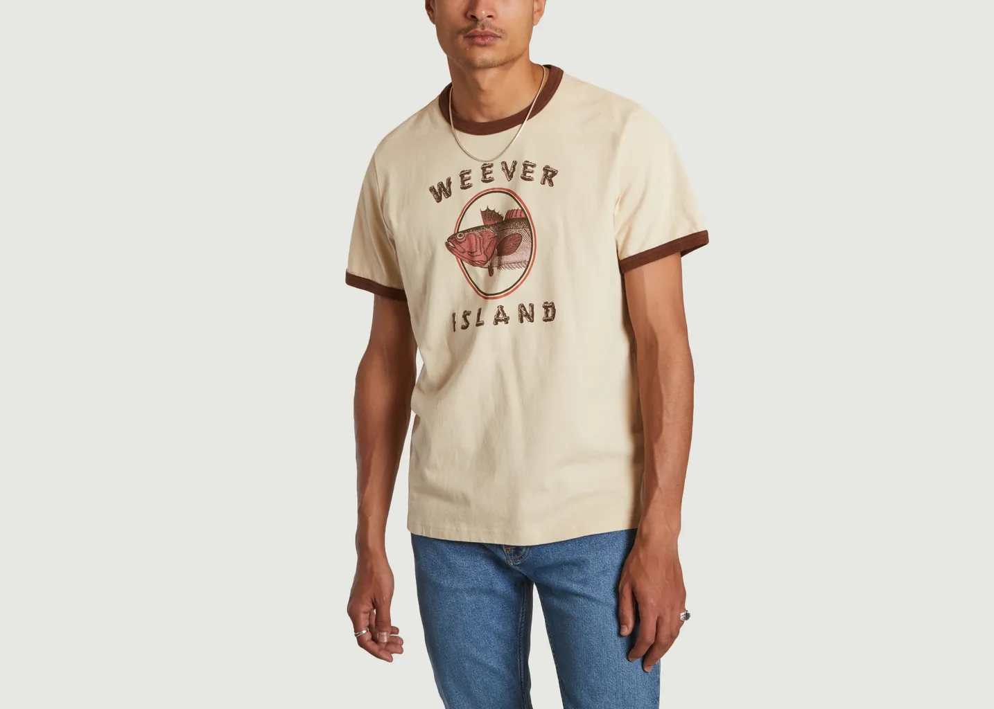 T-shirt imprimé en coton bio Roy Weever Island Nudie Jeans
