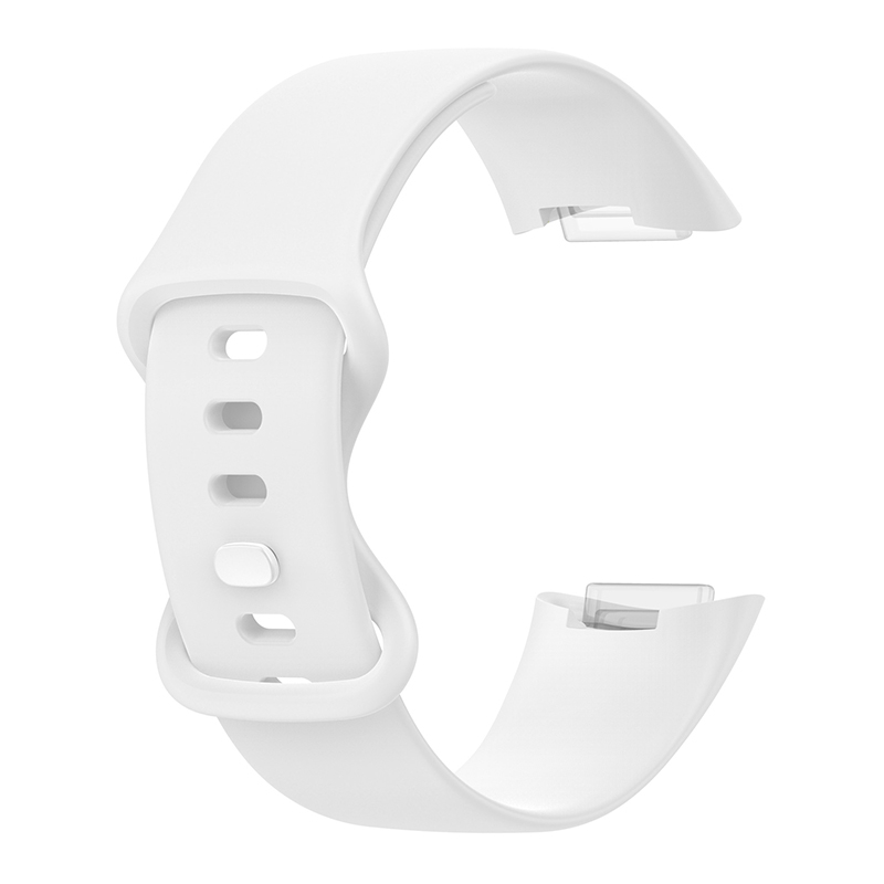 (Gr. S) Fitbit Charge 6 / 5 Silikon Armband (Gelenkumfang 156 - 198mm) - Weiss