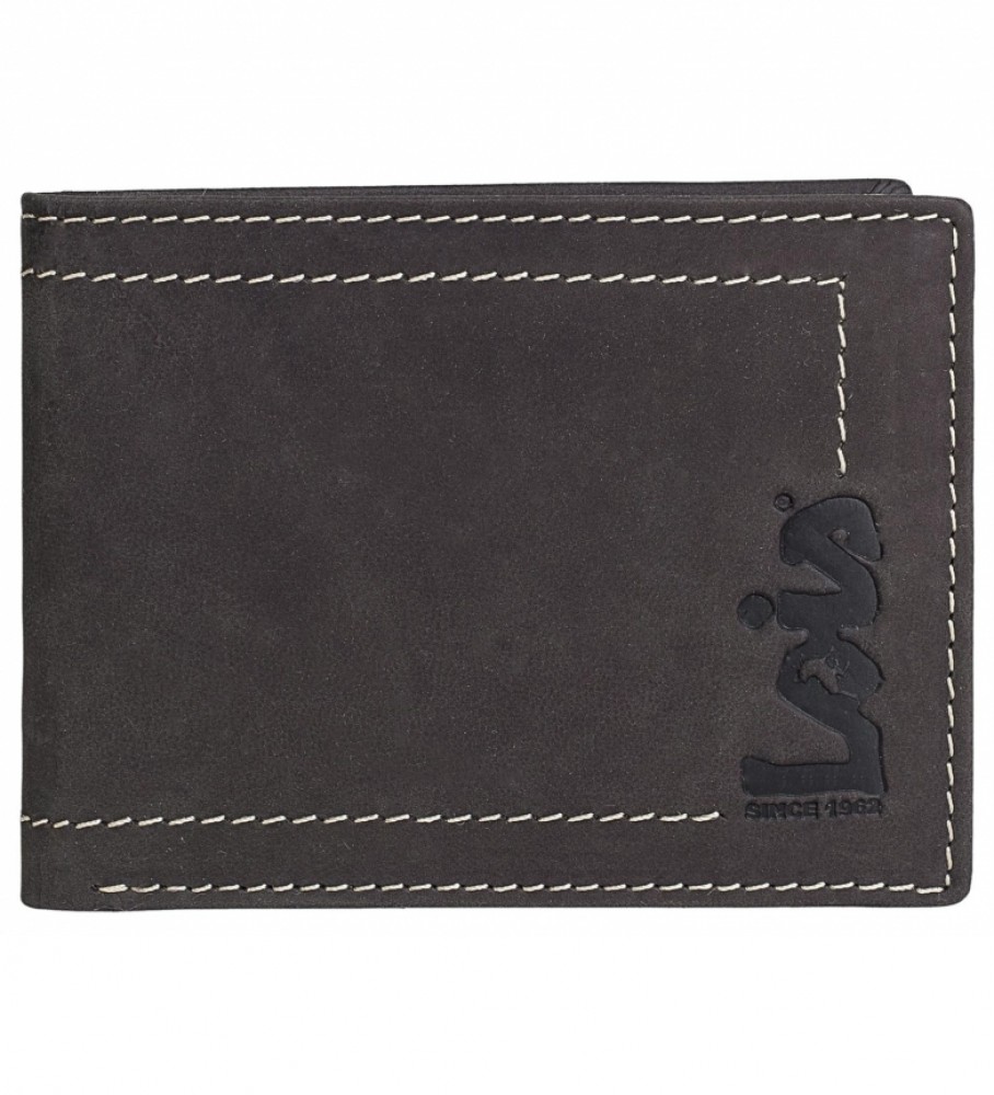 Carteira de couro Lois 201508 marrom escuro - 11 x 8,5 cm -