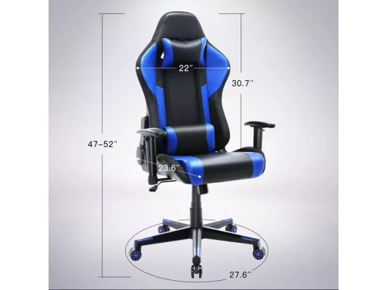 Chaise de jeu avec lumières LED RGB et haut-parleurs Chaise de gaming Chaise de bureau de style racing Chaise PC en cuir PU