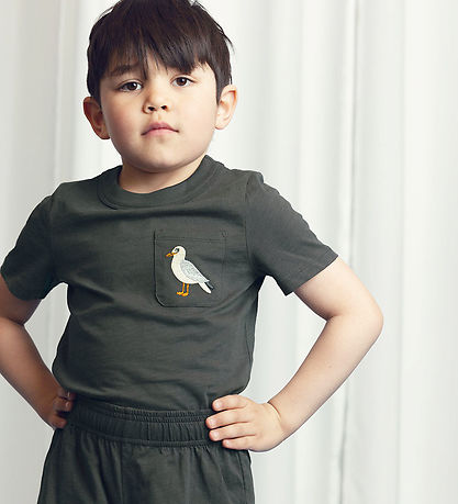 Mini Rodini T-Shirt - Möwe - M Wüstengrün