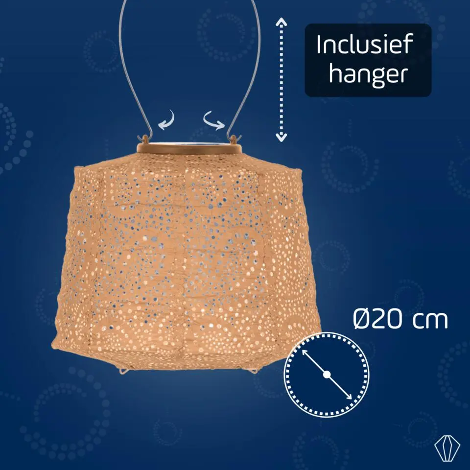 LUMIZ Solar Lampion Paisley Lamp - 20 cm - Abrikoos