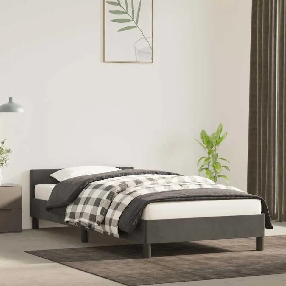 vidaXL - Bed frame zonder matras - Donkergrijs - Fluweel - 90x200 cm