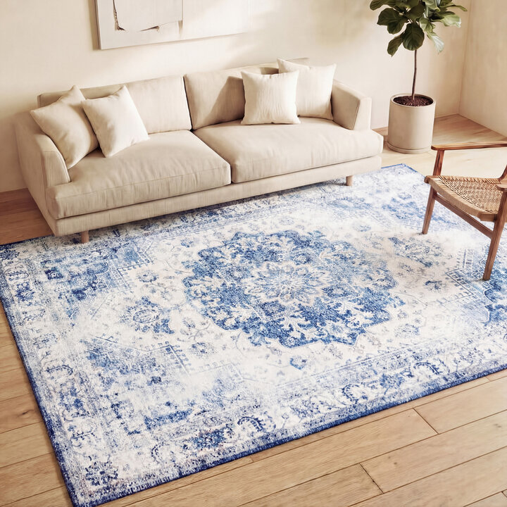 Vintage vloerkleed - Lago Blauw | Hoge kwaliteit