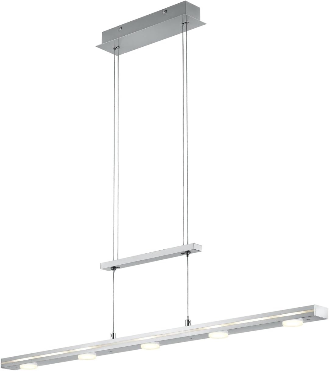 Trio Leuchten LED Pendelleuchte Lacal 379190707, Metall Nickel matt, inkl. 7x 4 Watt LED, 4-fach Touchdimmer