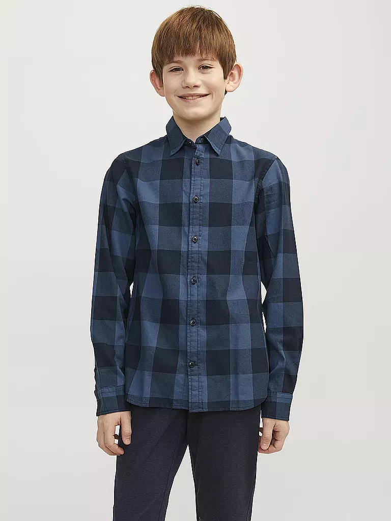JACK & JONES Jungen Hemd JJEGINGHAM blau