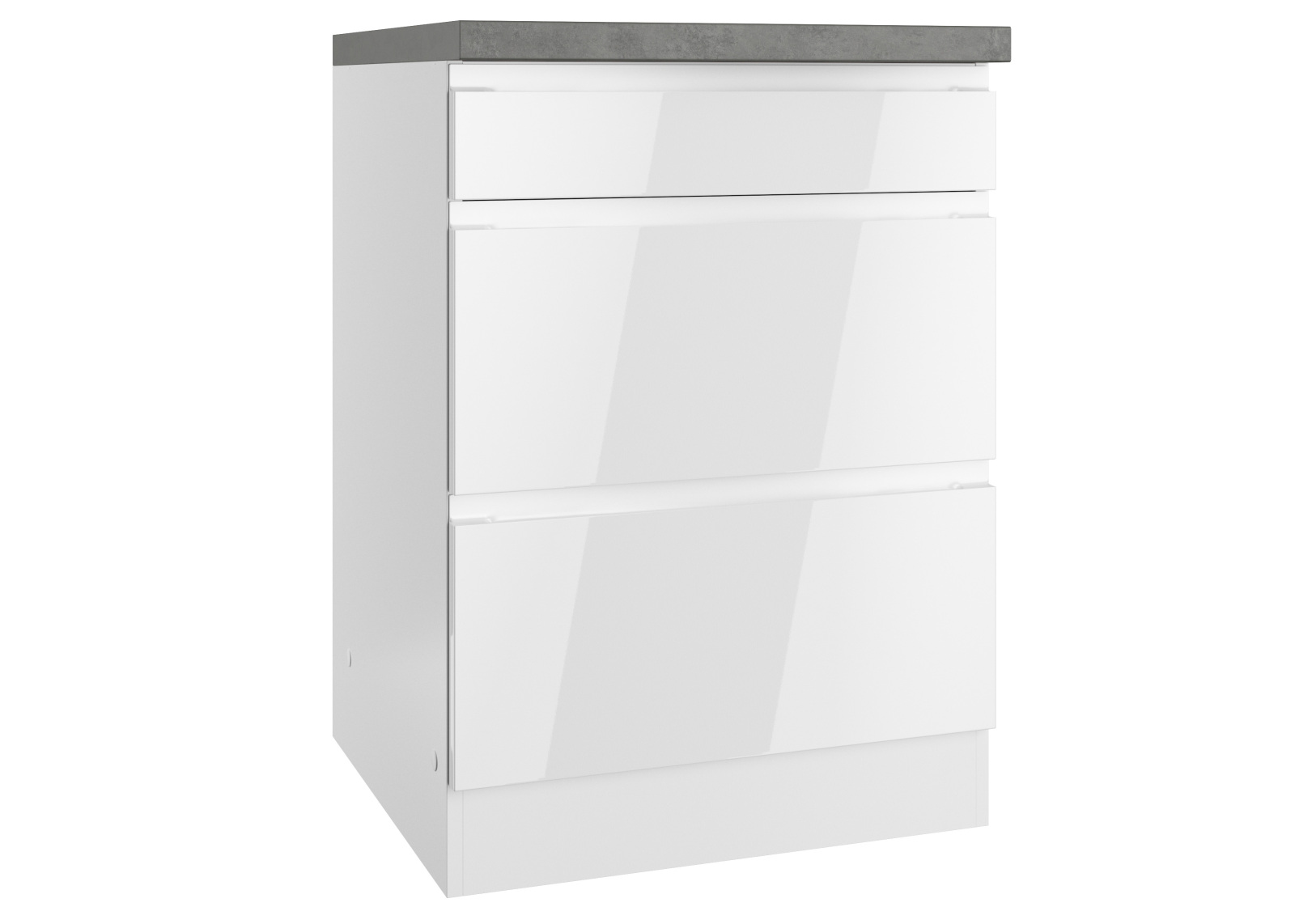 Unterschrank MONZA - weiß Hochglanz - Beton-Optik - 60 cm