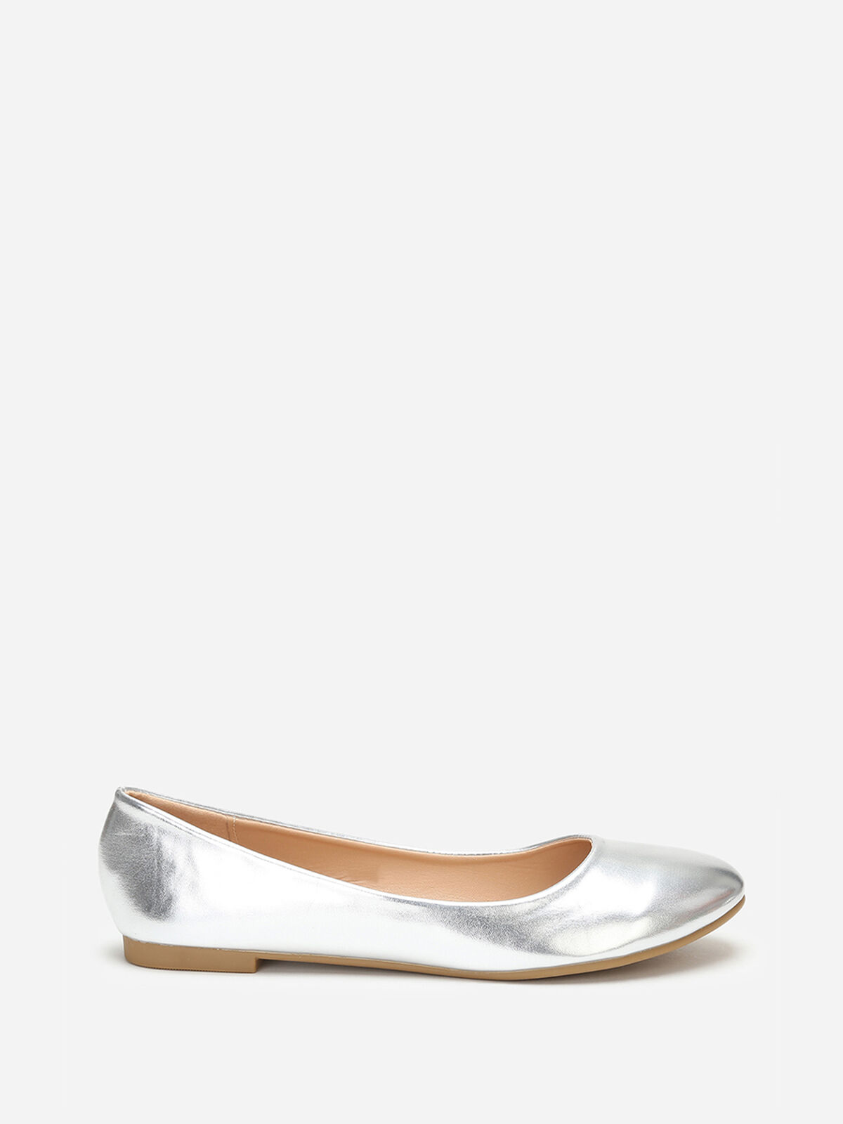 Ballerines à bout arrondi grandes tailles- Argenté