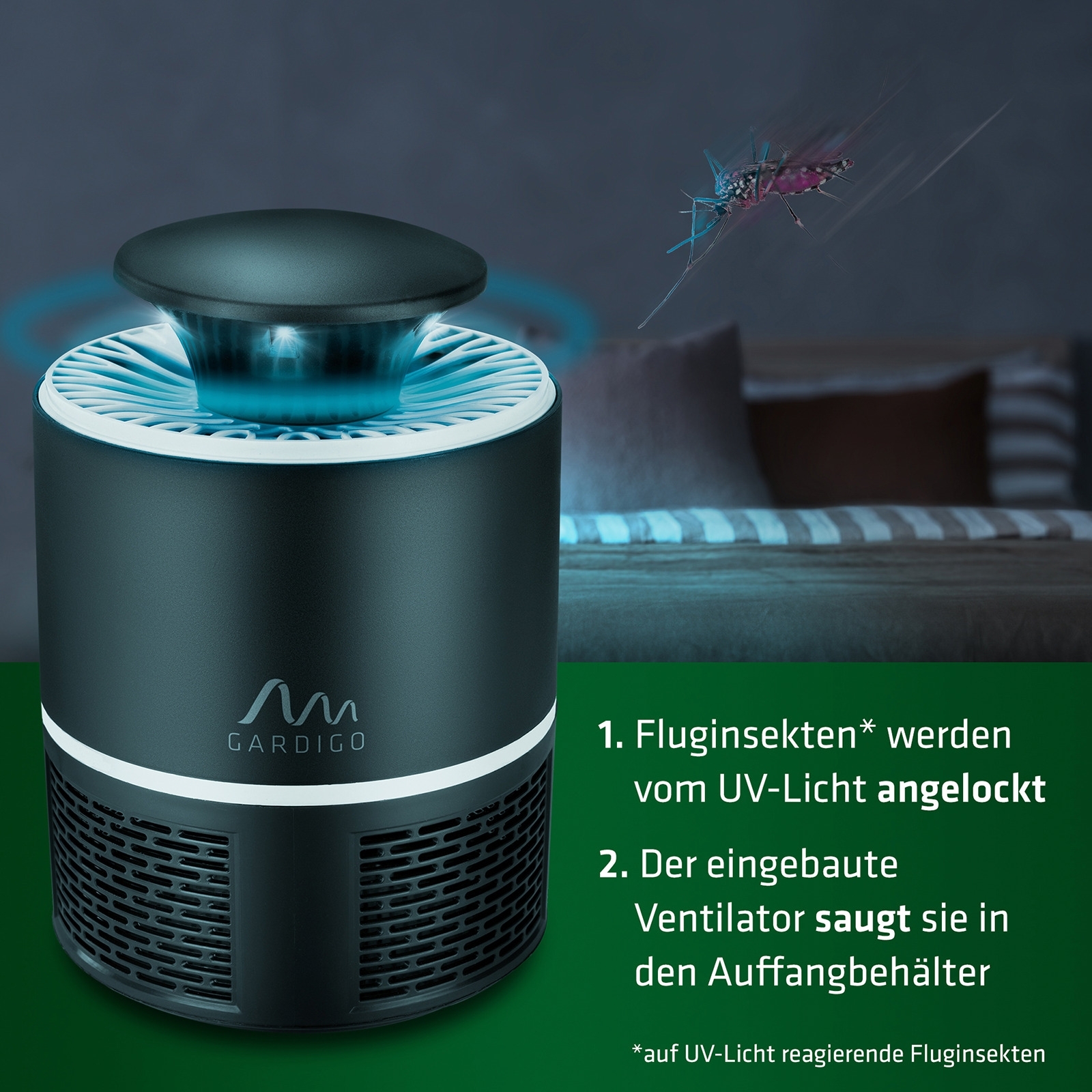 Gardigo Insektenfalle mit UV Licht und Luftstrom