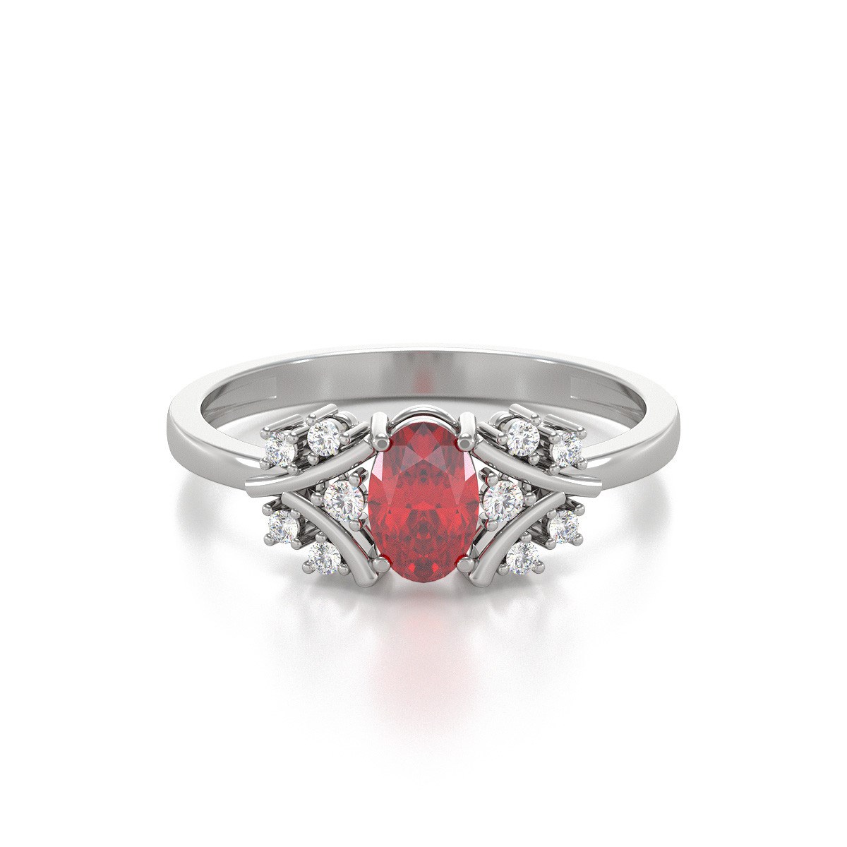 Bague ADEN Or 585 Blanc Rubis et diamants 1.556grs