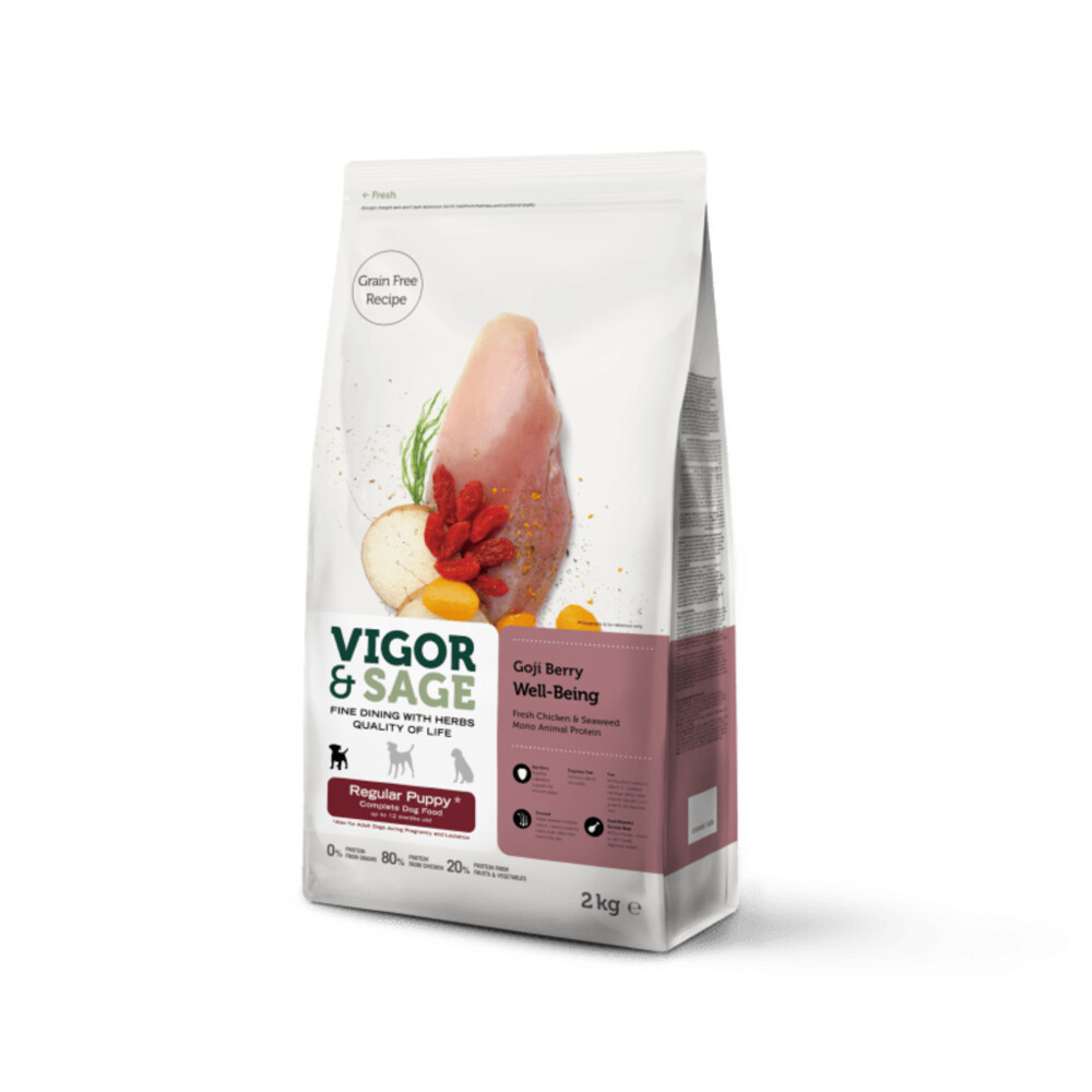 Vigor & Sage Hondenvoer Regular Puppy Well-Being Gojiberry2 kg