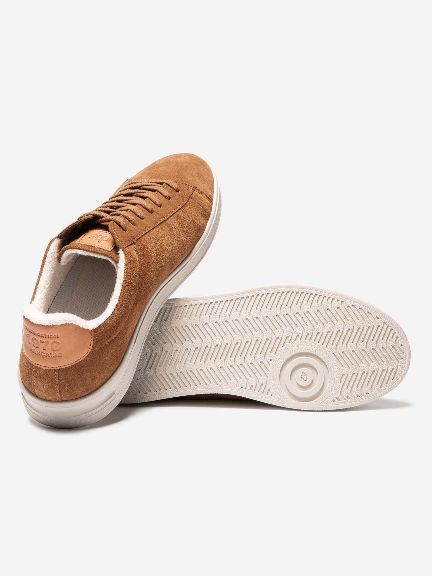 Baskets Homme Fabriquées En France Cuir Velours Marron