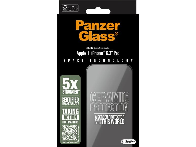 Panzerglass Displayschutz Ultra Wide Fit Ceramic iPhone 16 Ceramic-Display-Schutzfolie für das Apple iPhone 16 Pro