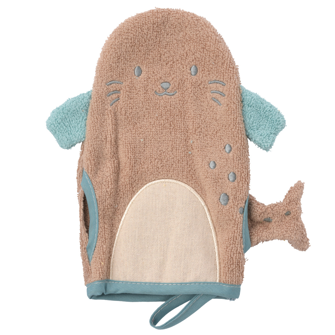 Topomini Waschhandschuh im Seehund-Design hellbraun