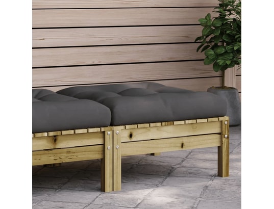 VIDAXL - Pouf Repose-pied de jardin avec coussin bois de pin imprégné