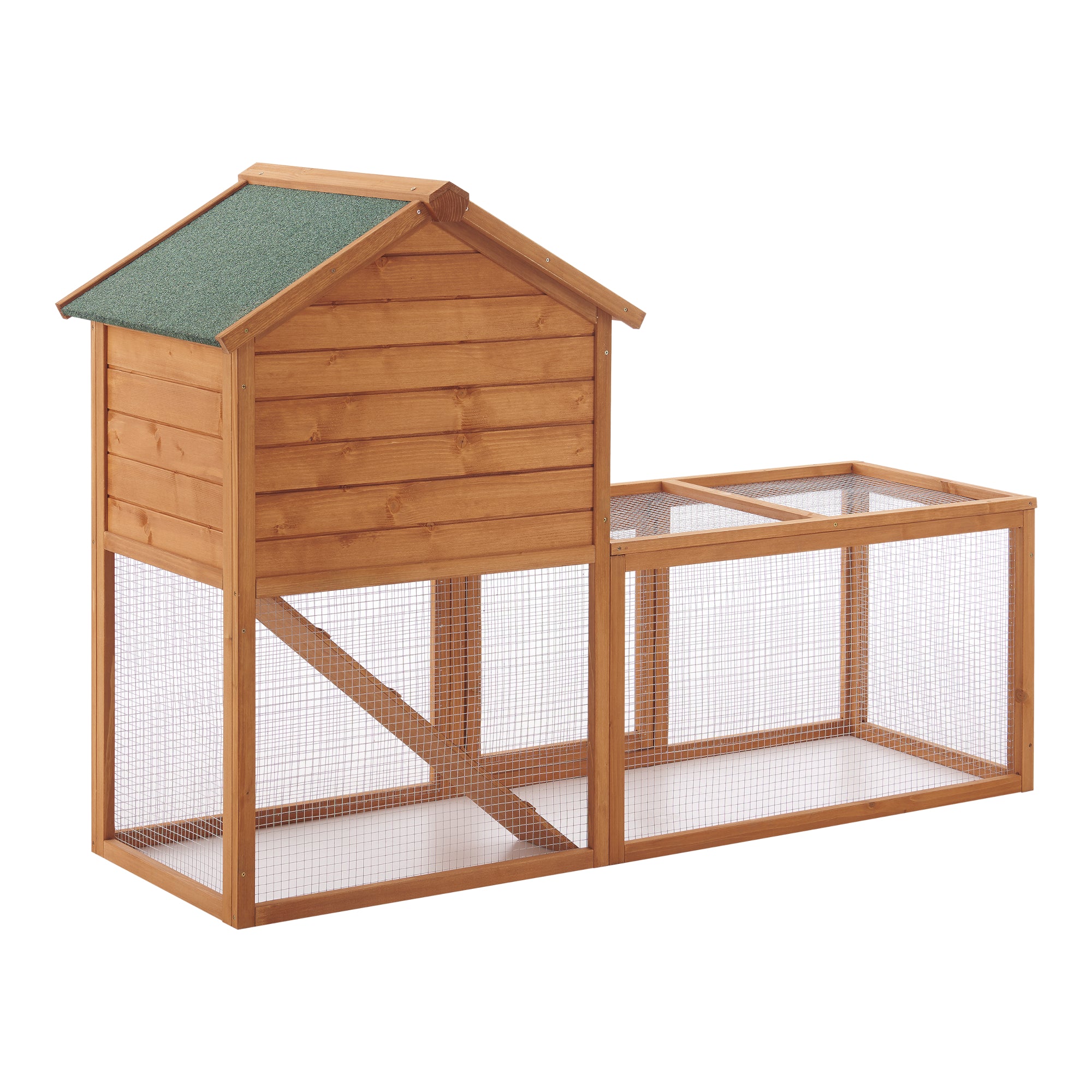 Clapier cage à deux niveaux 110 x 160 x 61 cm sapin naturel