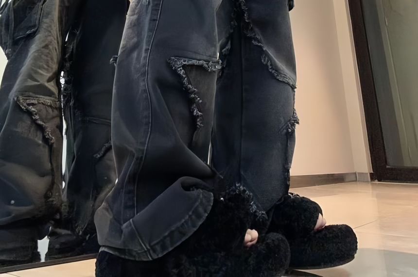 Jerolenea - Losse cargojeans met lage taille en franjes