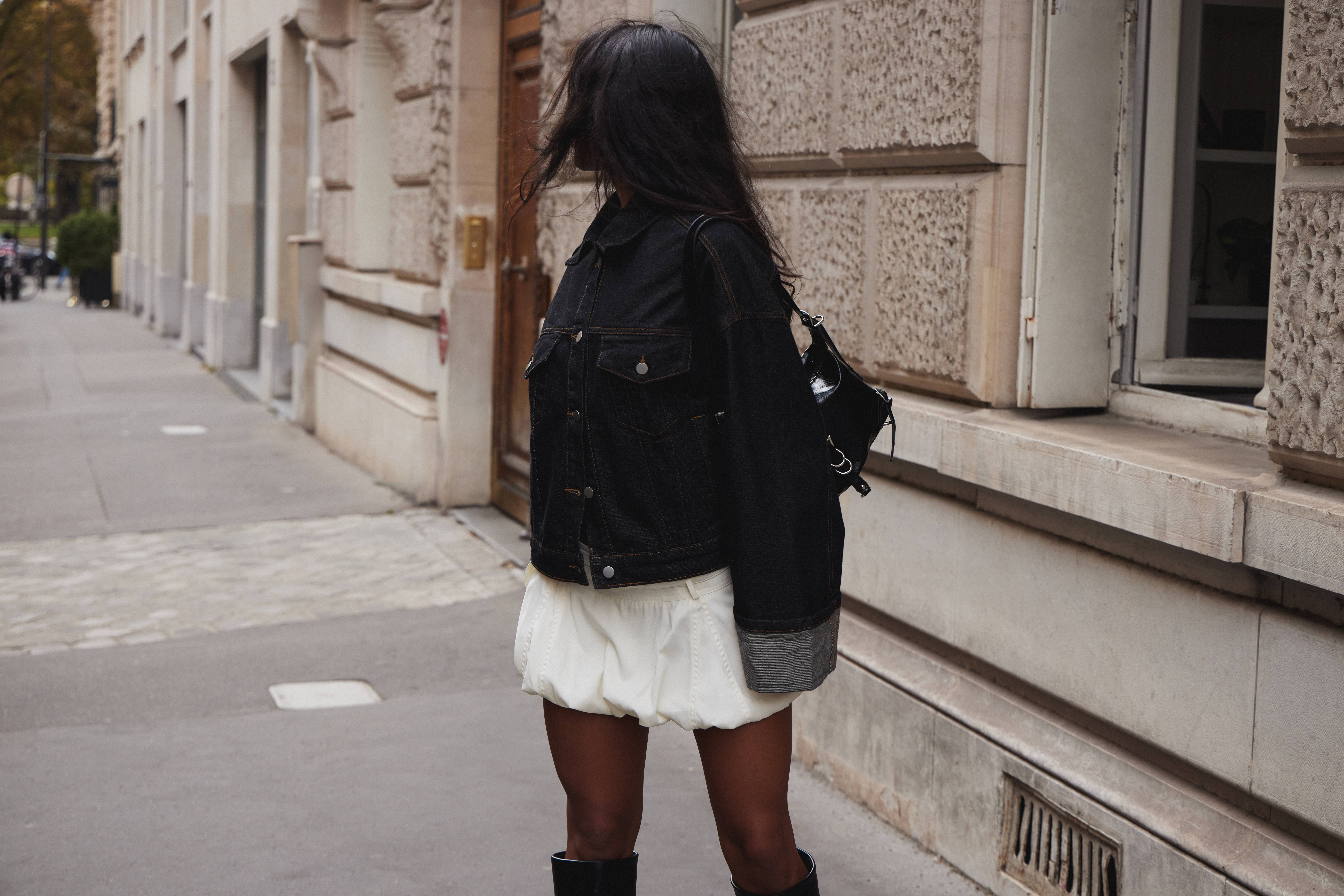 Crème Mini-jupe Bouffante À Double Ceinture