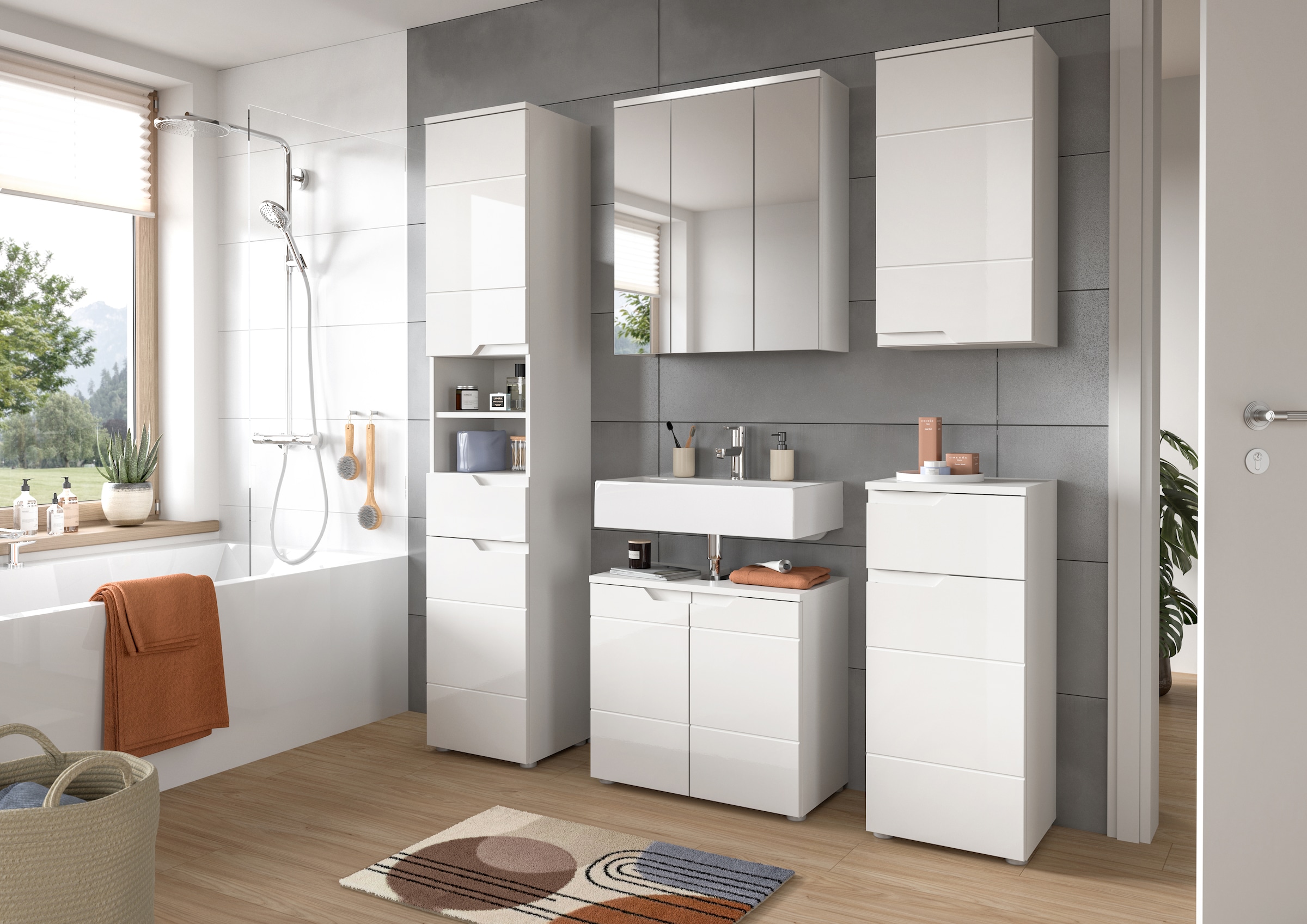 INOSIGN Waschbeckenunterschrank »CAPRI, Breite 63 cm, mit Siphonausschnitt,  2 Türen & 1 Einlegeboden« WBU, Unterschrank, Badschrank, Badunterschrank, Waschbeckenschrank