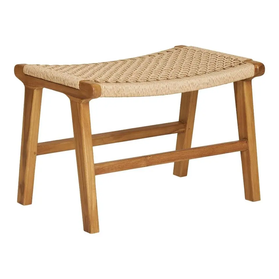 Hioshop Derby fauteuil met voetenbank teak