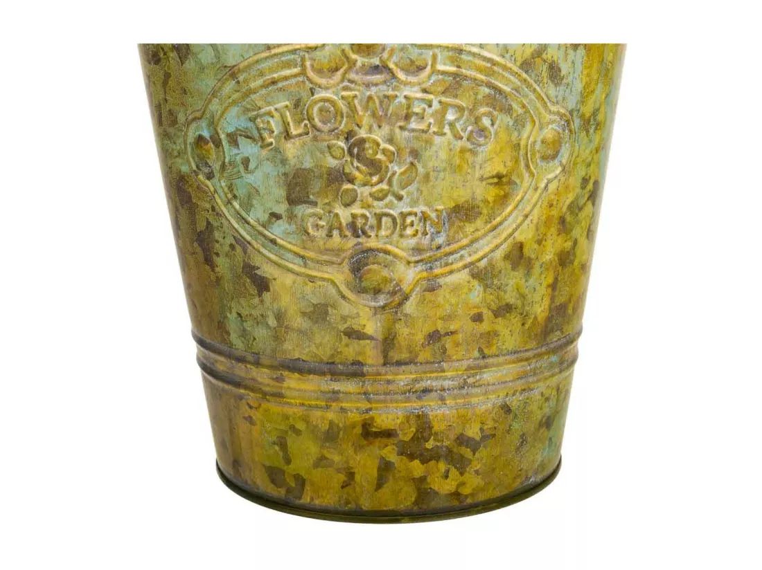 Vase en métal vert d20.5x25h b:13