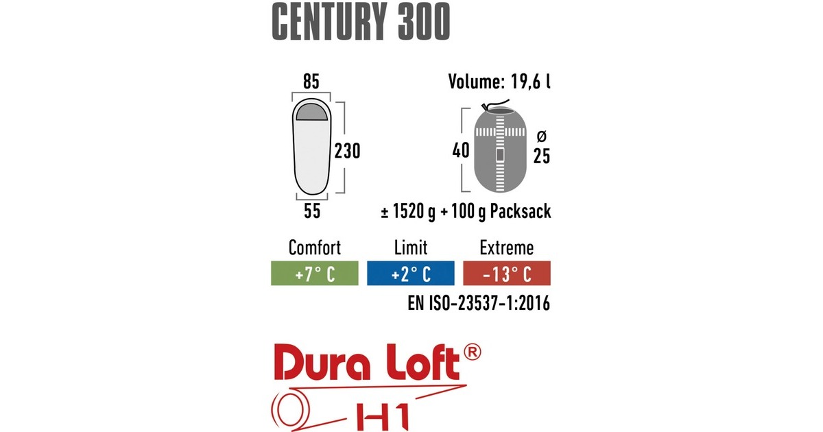 High PeakCentury 300 slaapzak  (Donkerrood/grijs)