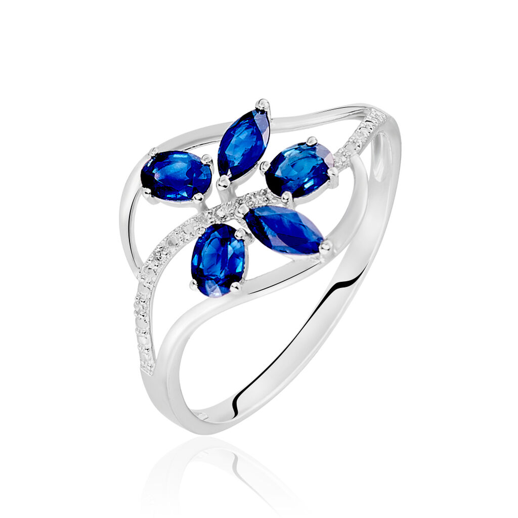 Bague Orchidee Or Blanc Saphir Diamant