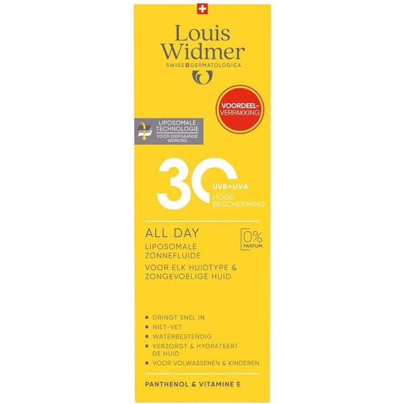Crème solaire Sun All Day sans parfum indice 30 Widmer - Tube de 200 ml