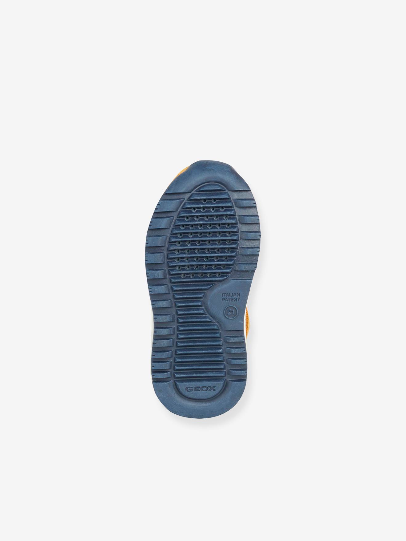 Tênis MID B Alben Boy GEOX® para bebê, amarelo escuro liso com estampa.