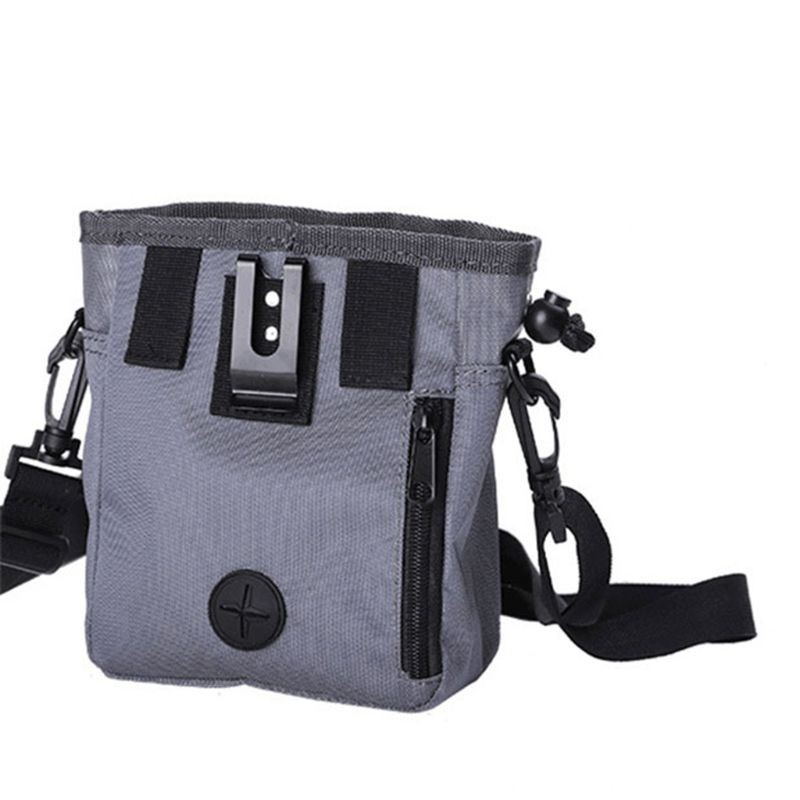 Hunde Training Futterbeutel Leckerli Tasche inkl. Kotbeutel Spender   Schultergurt - Grau