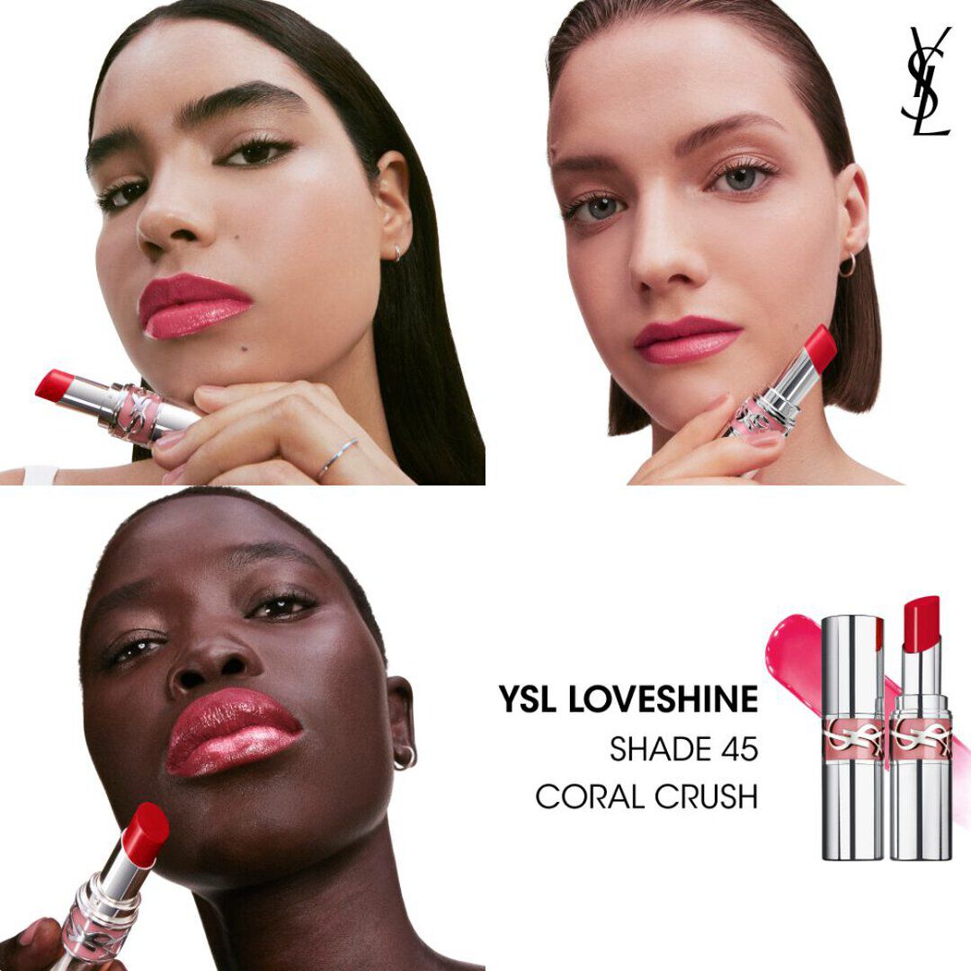 YSL LOVESHINE  ROUGE À LÈVRES BRILLANT ET SOIN - 45 CORAL CRUSH
