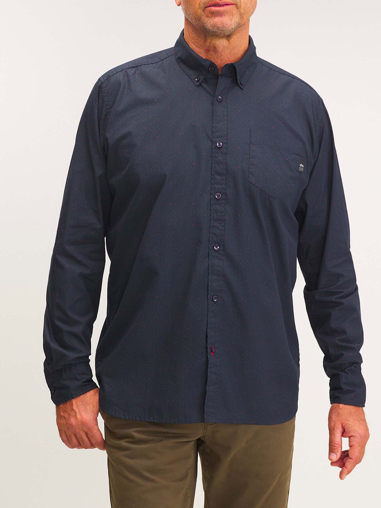 Chemise Homme Micro Motif Coton Noir