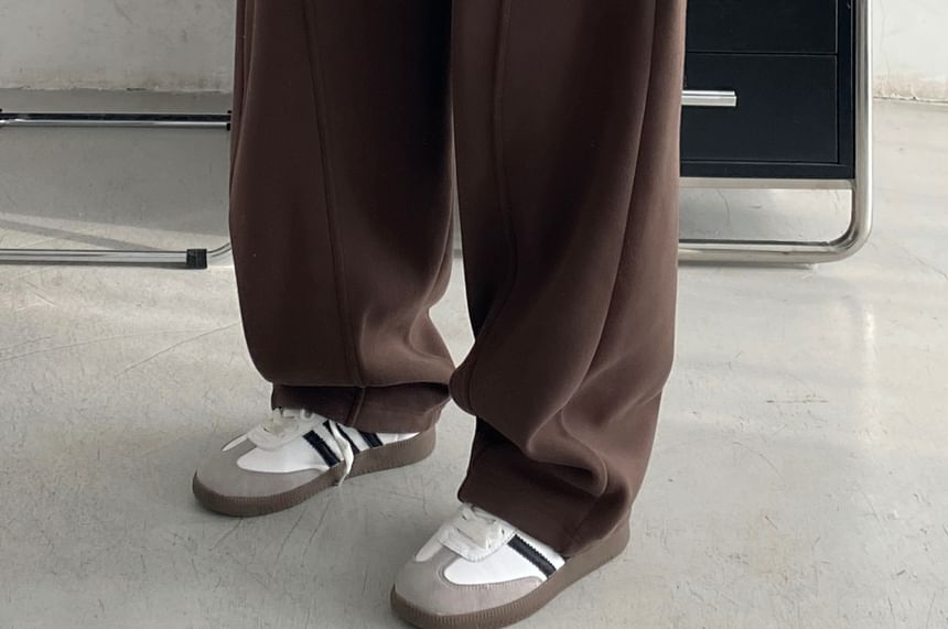 Cossita - Effen fleecegevoerde joggingbroek met elastische taille en wijde pijpen