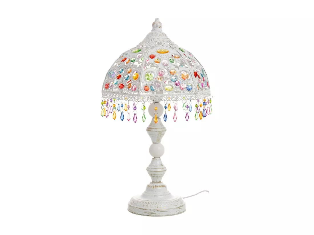 Lampe en métal avec perles en cristal acrylique colorées