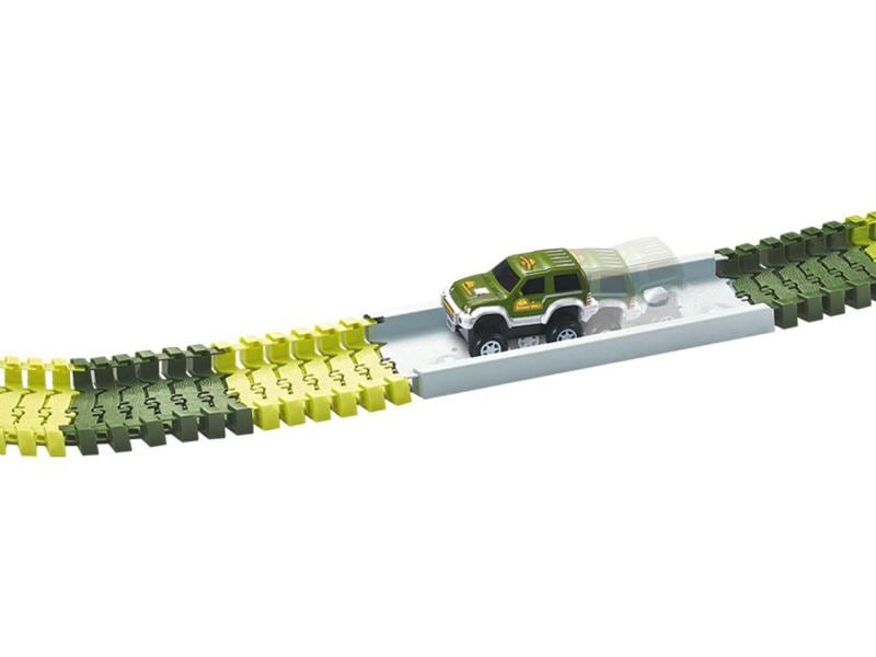 Amewi Magic Traxx Bahn Dino-Park Mini Set mit Brücke Dino-Park Rennstrecke mit Brücke und Geländewagen