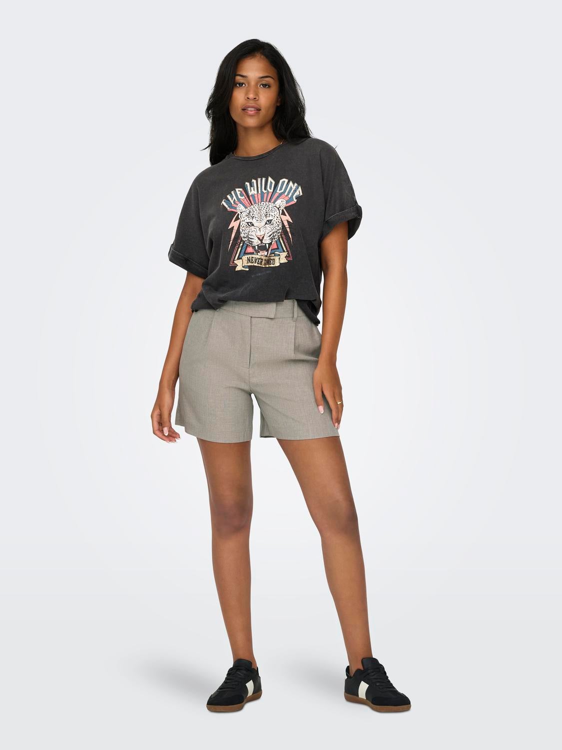 ONLLINDA Hohe Taille Weiter Beinschnitt Shorts Fungi