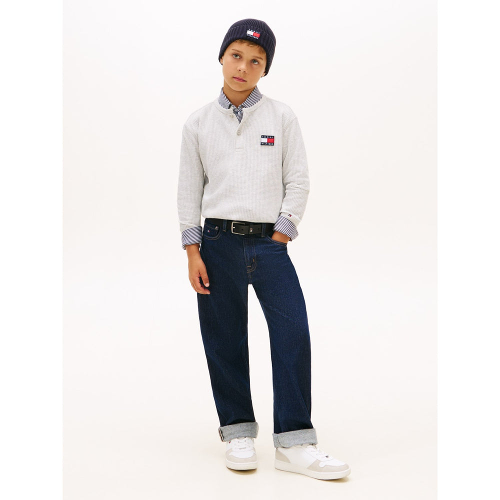 Køb Tommy Hilfiger Mid Grey Heather Heritage Henley Waffle Tee Ls