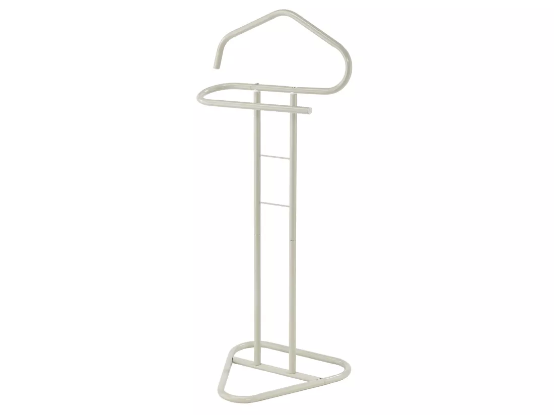 Valet de chambre valet de nuit CAMILO chevalet de nuit avec cintre pour veste et portant pour pantalons, en métal laqué beige