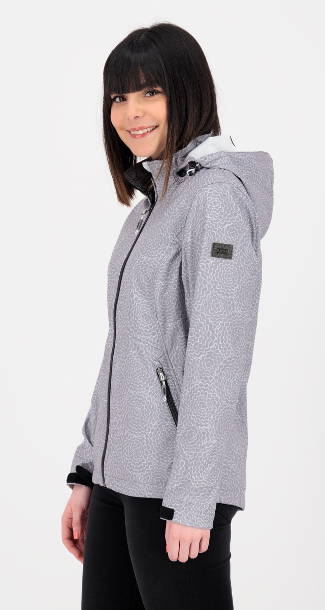 LPO Softshelljacke »SHELBY PEAK II« leichte Softshelljacke mit All-Over-Print und abnehmbarer Kapuze